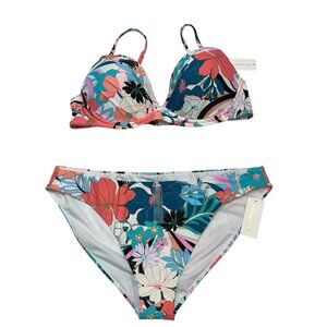 Raisins Bikini Womens XL Tropical‎ Floral High Cut Underwire Swimsuit Vacation